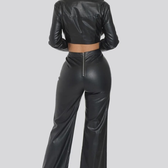 Faux Leather Set with Rhinestone Detail - Picture 3 of 3